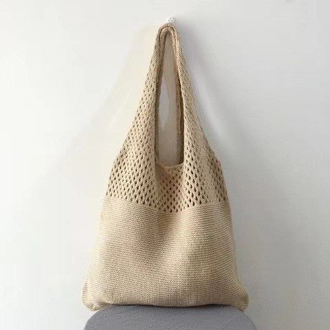 Handwoven Crochet Mesh Knit Shoulder Tote Bag