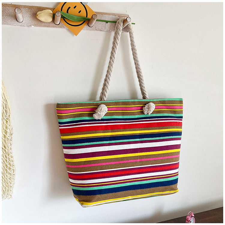 High-End Ethnic Canvas Hemp Rope Armpit Tote