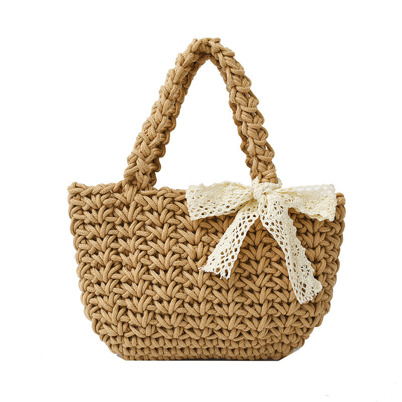 Pastoral Bow-Tie Vegetable Basket Women Beach Handbag