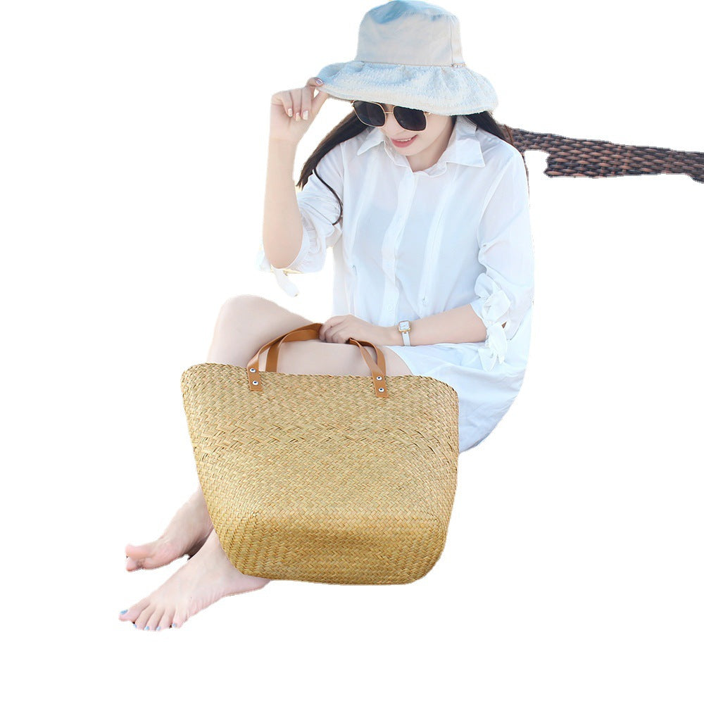 Handwoven Straw Large Capacity Beach Shopping Bag