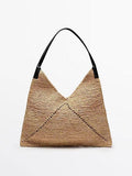 Straw Hollow Woven Large Triangle Beach Bag