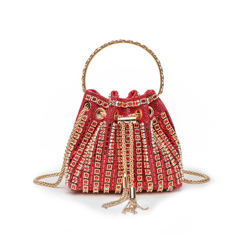 Gradient Full Diamond Tassel Evening Bag