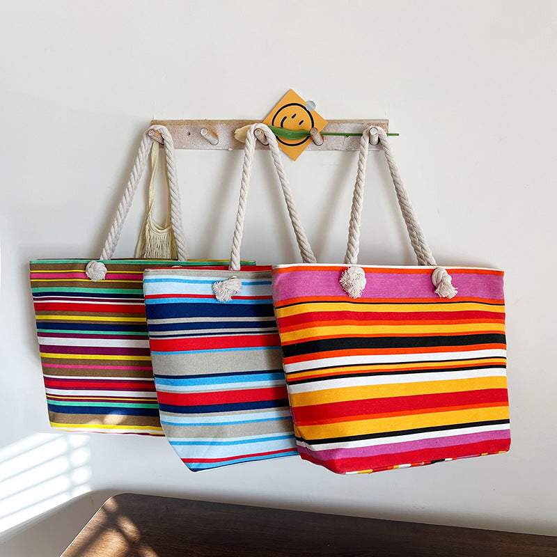 High-End Ethnic Canvas Hemp Rope Armpit Tote
