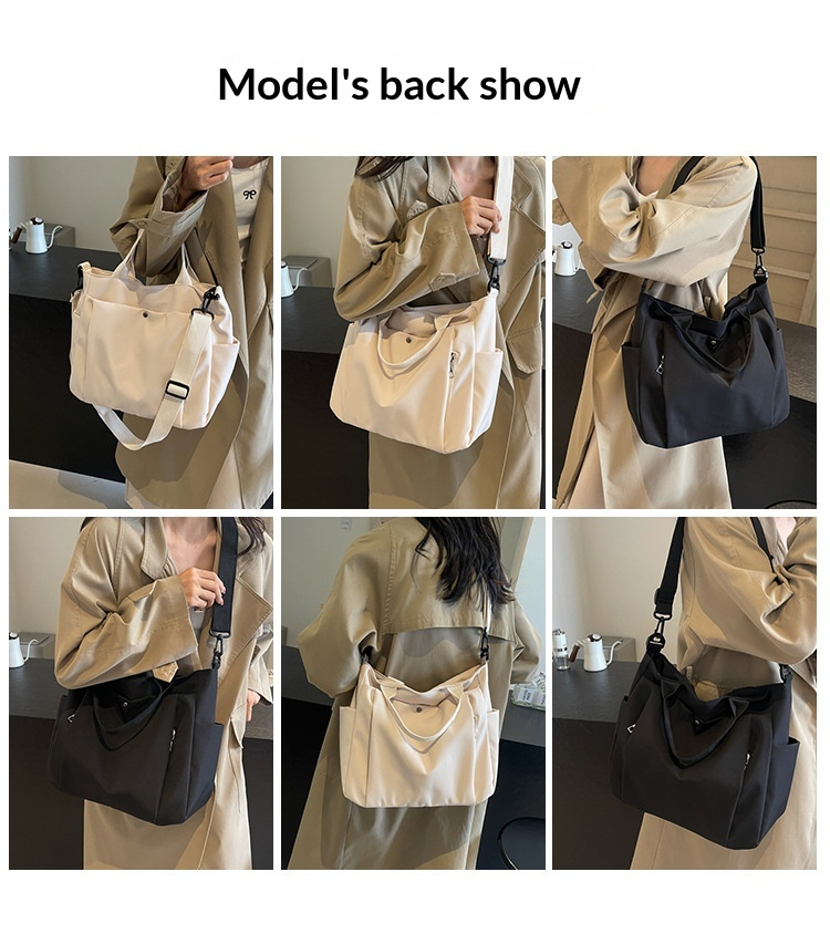 Large-Capacity Multi-Pocket Convertible Nylon Shoulder Tote Bag