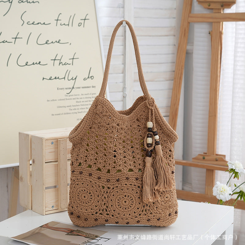 Crochet Cotton Woven Tassel Large Capacity Casual Armpit Commuter Bag