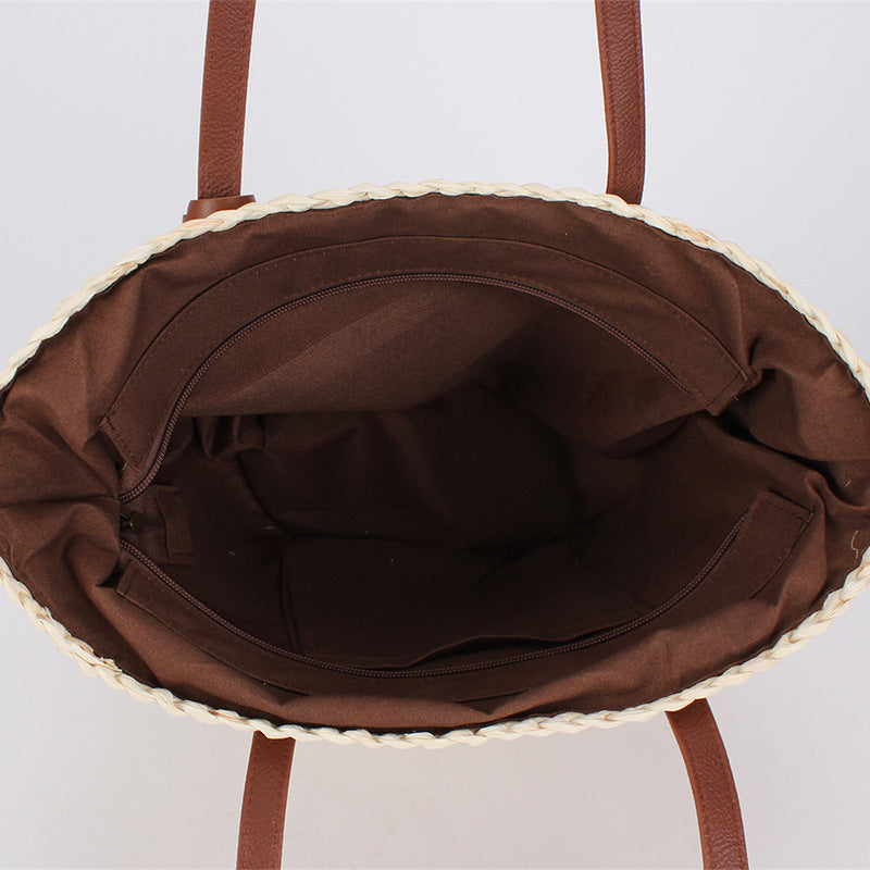 Women Ethnic Style Woven Tote Bag, Large Capacity Vacation Handbag