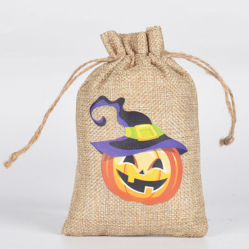 Customizable Halloween Burlap Drawstring Gift Bags