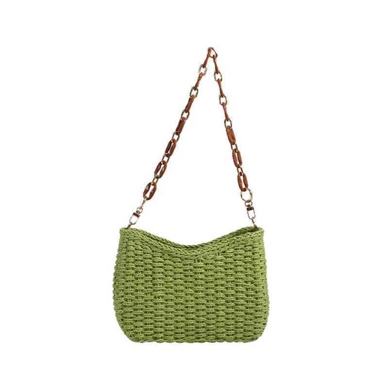 Women Handmade Straw Woven Shoulder Bag, Large Capacity Paper Beach Bag