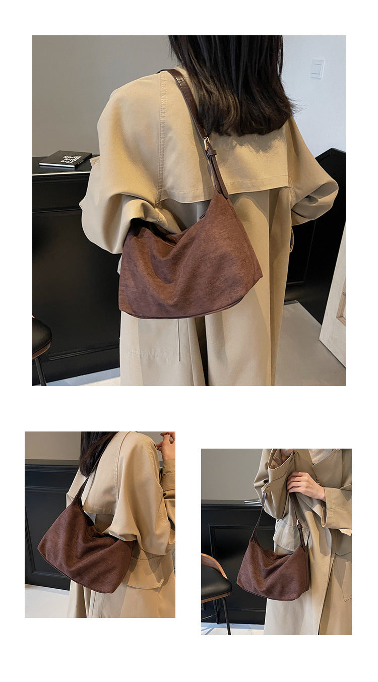 Vintage Crescent Soft PU Leather Baguette Shoulder Bag