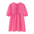 Puff Sleeve Tie-Front Mini Dress