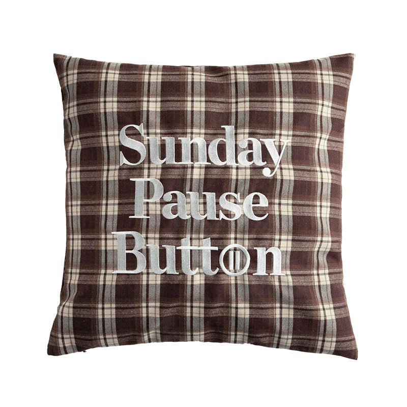 Plaid Embroidered Throw Pillow