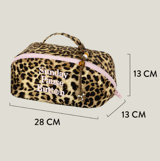 Travel Leopard Print Makeup Bag