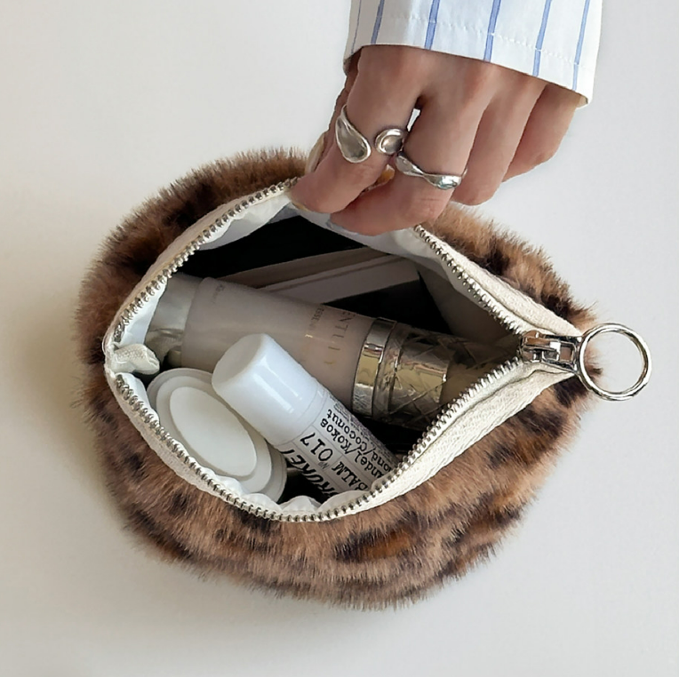 Fur-covered Makeup Bag