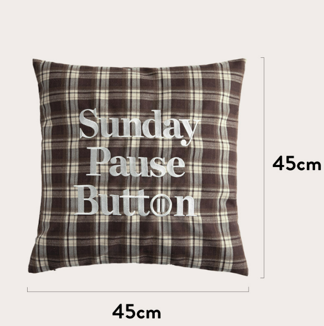 Plaid Embroidered Throw Pillow