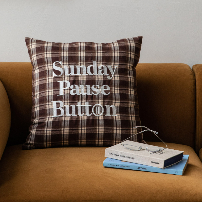 Plaid Embroidered Throw Pillow