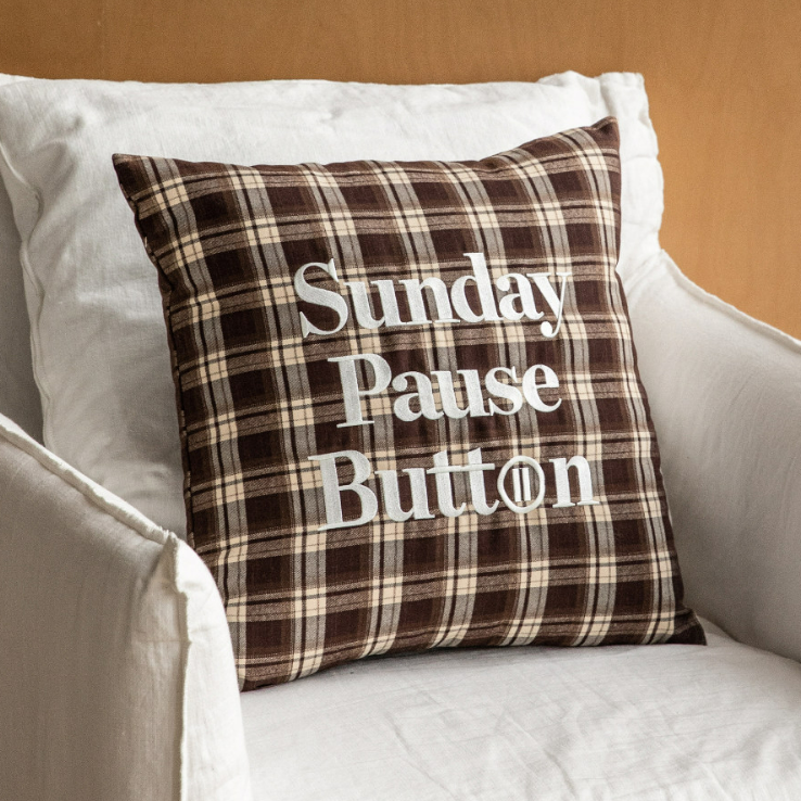 Plaid Embroidered Throw Pillow