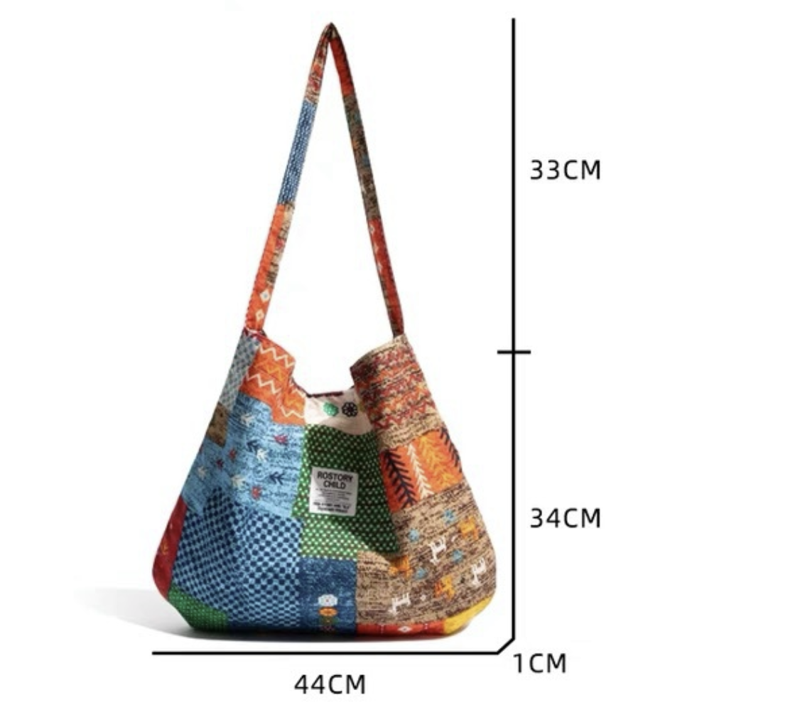 Bohemian Retro Collage Double-Sided Canvas Bag For Women