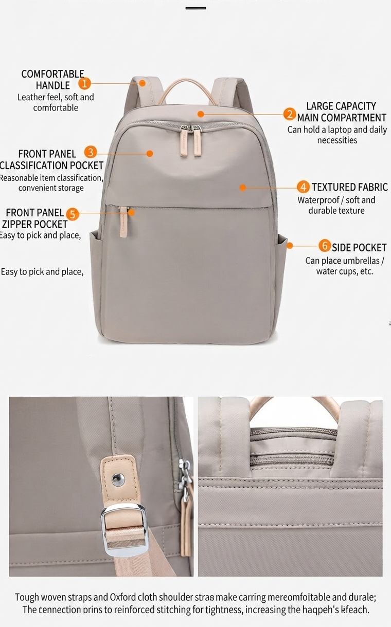 Water-Resistant Laptop Travel Backpack for Women
