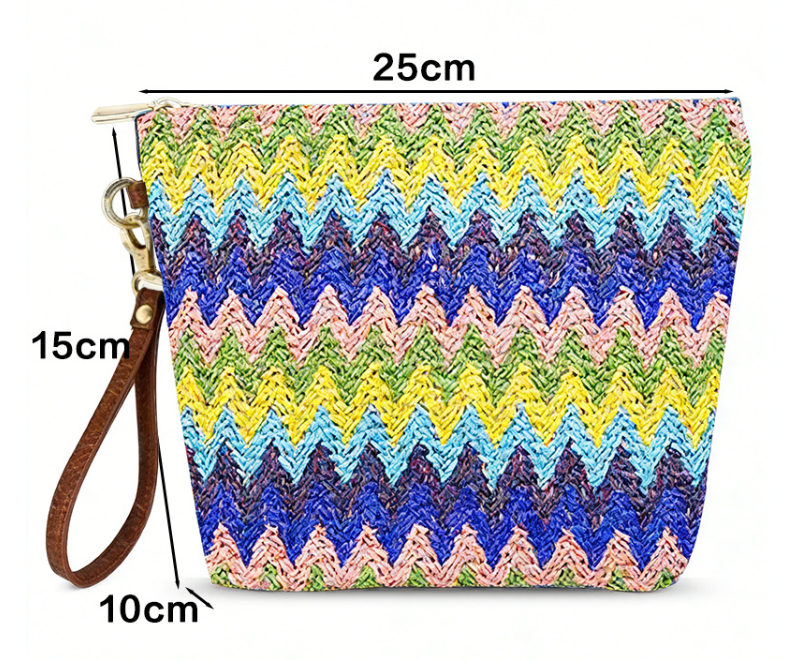 Women's Straw Woven Lipstick Coin Beach Bag