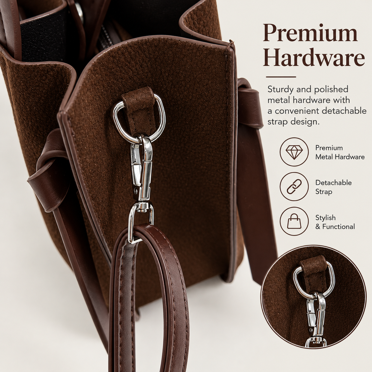 Vintage Suede Convertible Crossbody bag with Tie Detail