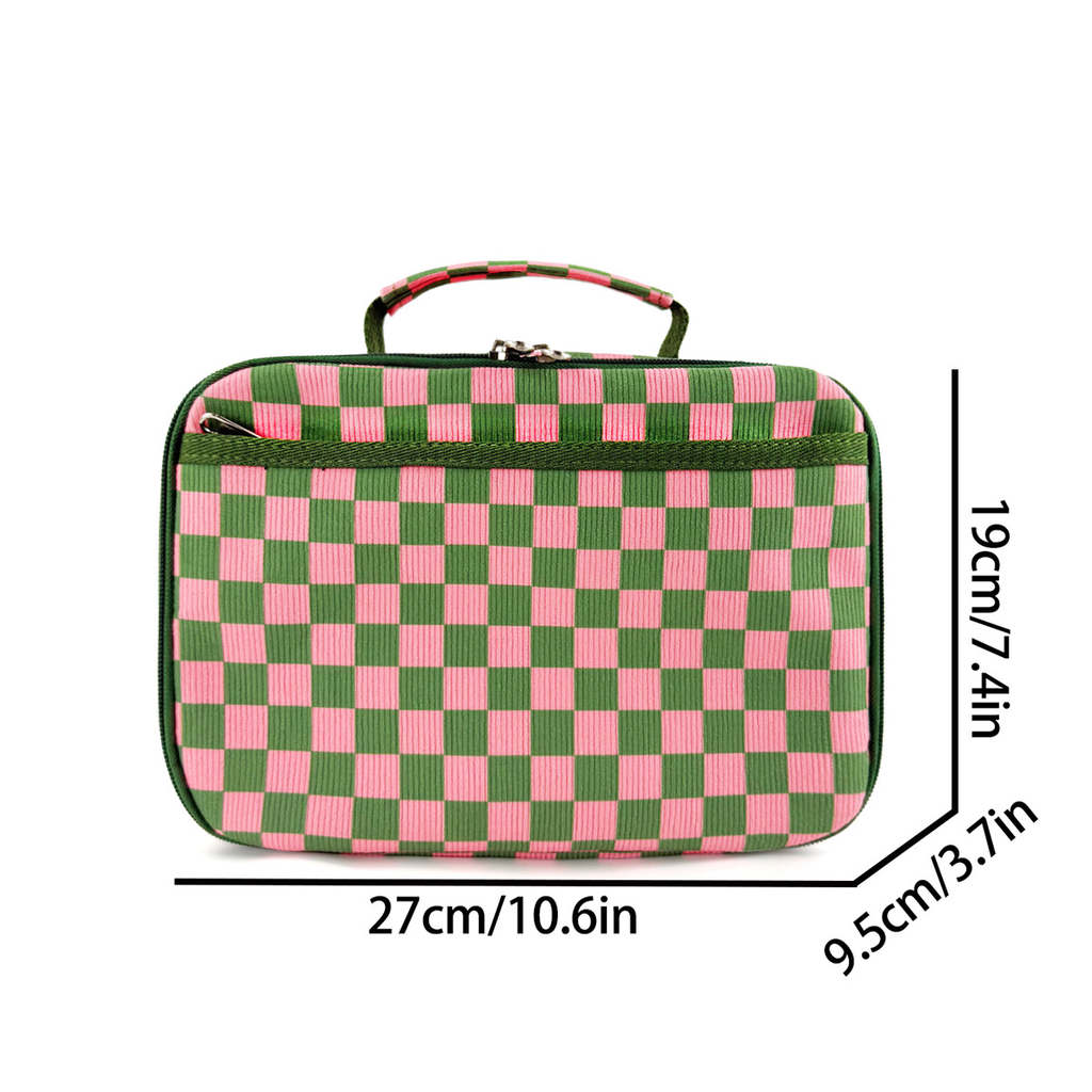 Corduroy Checkerboard Insulated Portable Lunch Bag