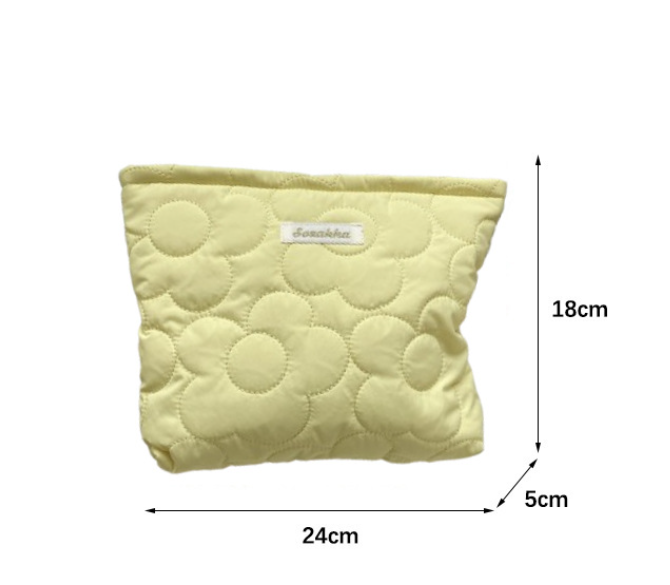 Macaron Floral Quilted Large Capacity Cosmetic Bag