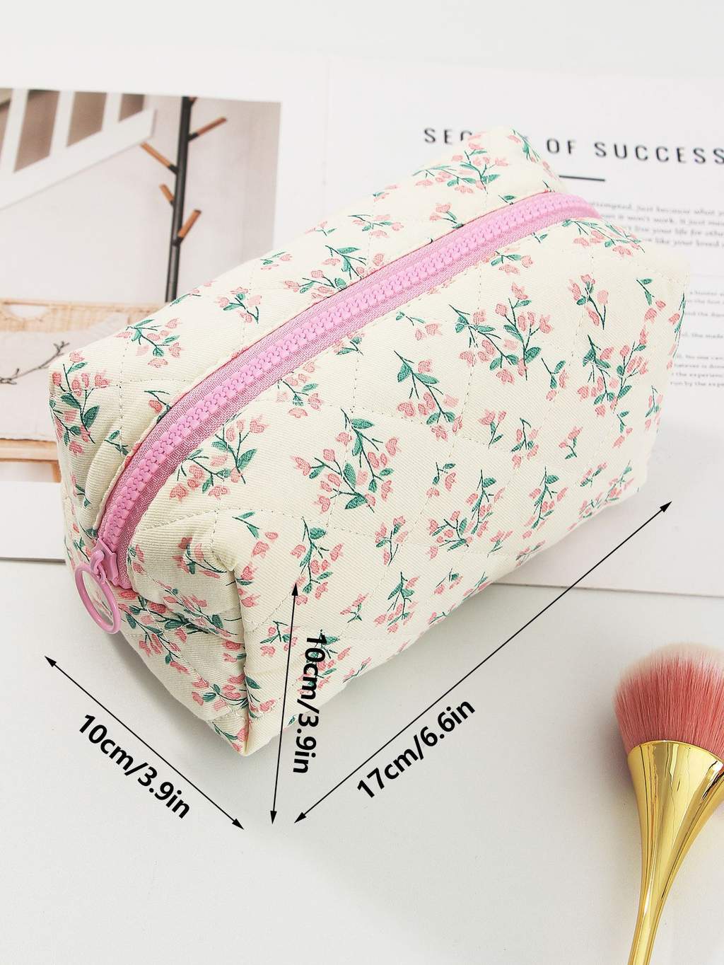 Quilted Cotton Large Capacity Cosmetic Toiletry Bag