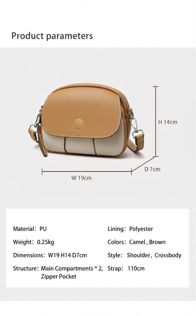 Color Block Vegan Leather Crossbody Bag