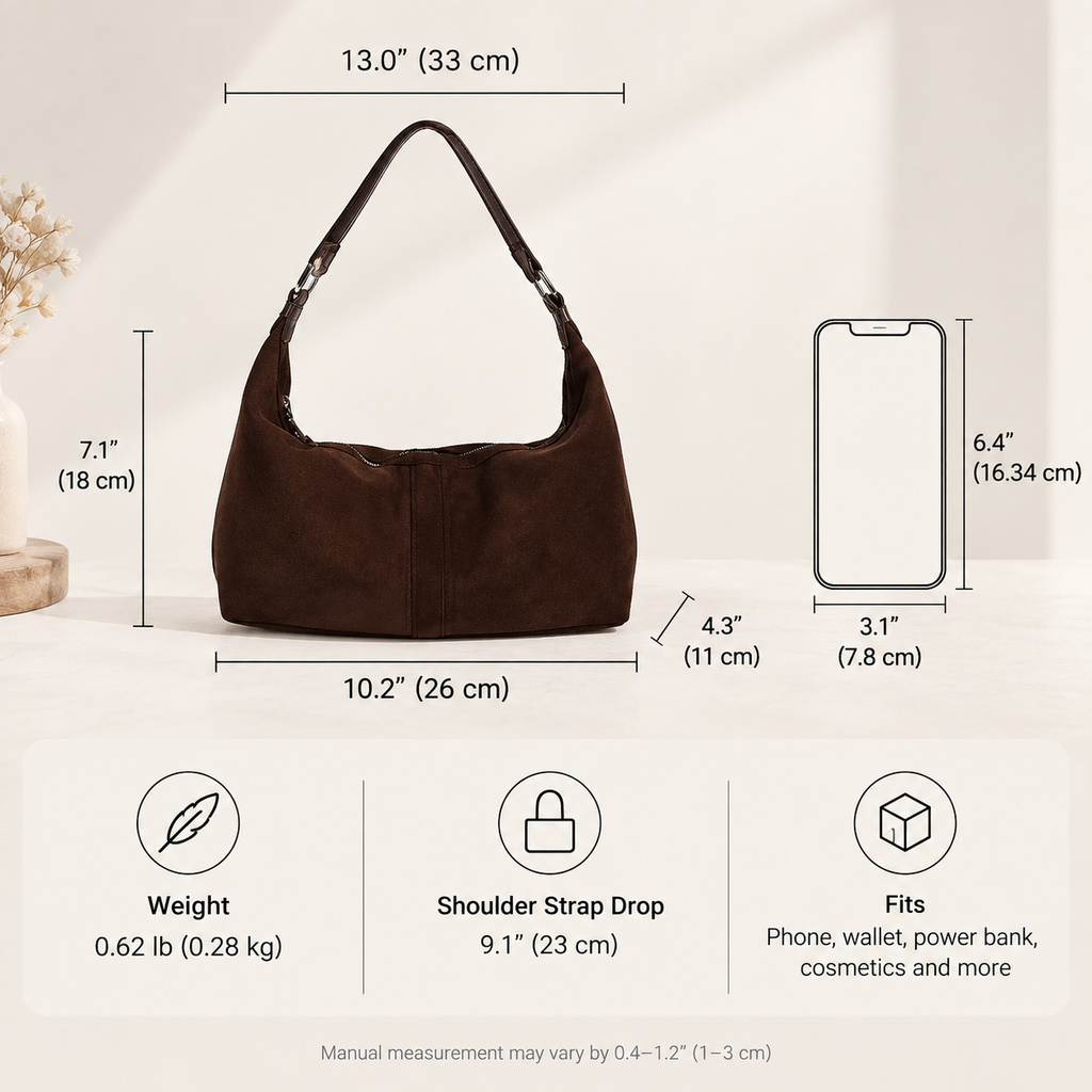 Vintage-inspired Suede Hobo Shoulder Bag with Soft Structured Shape