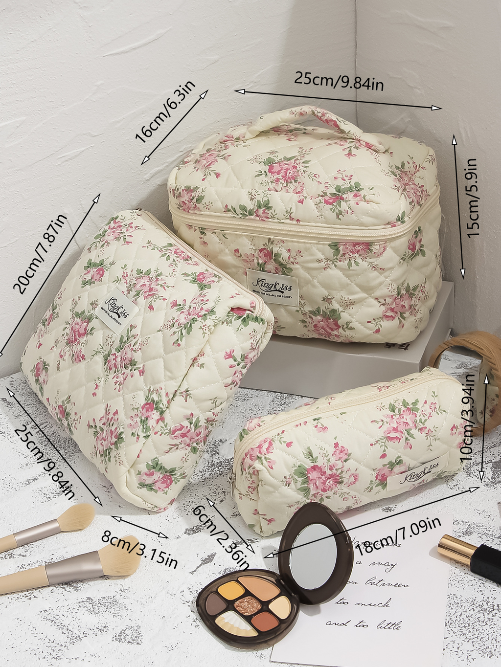 Fresh Floral Cotton Cosmetic Bag