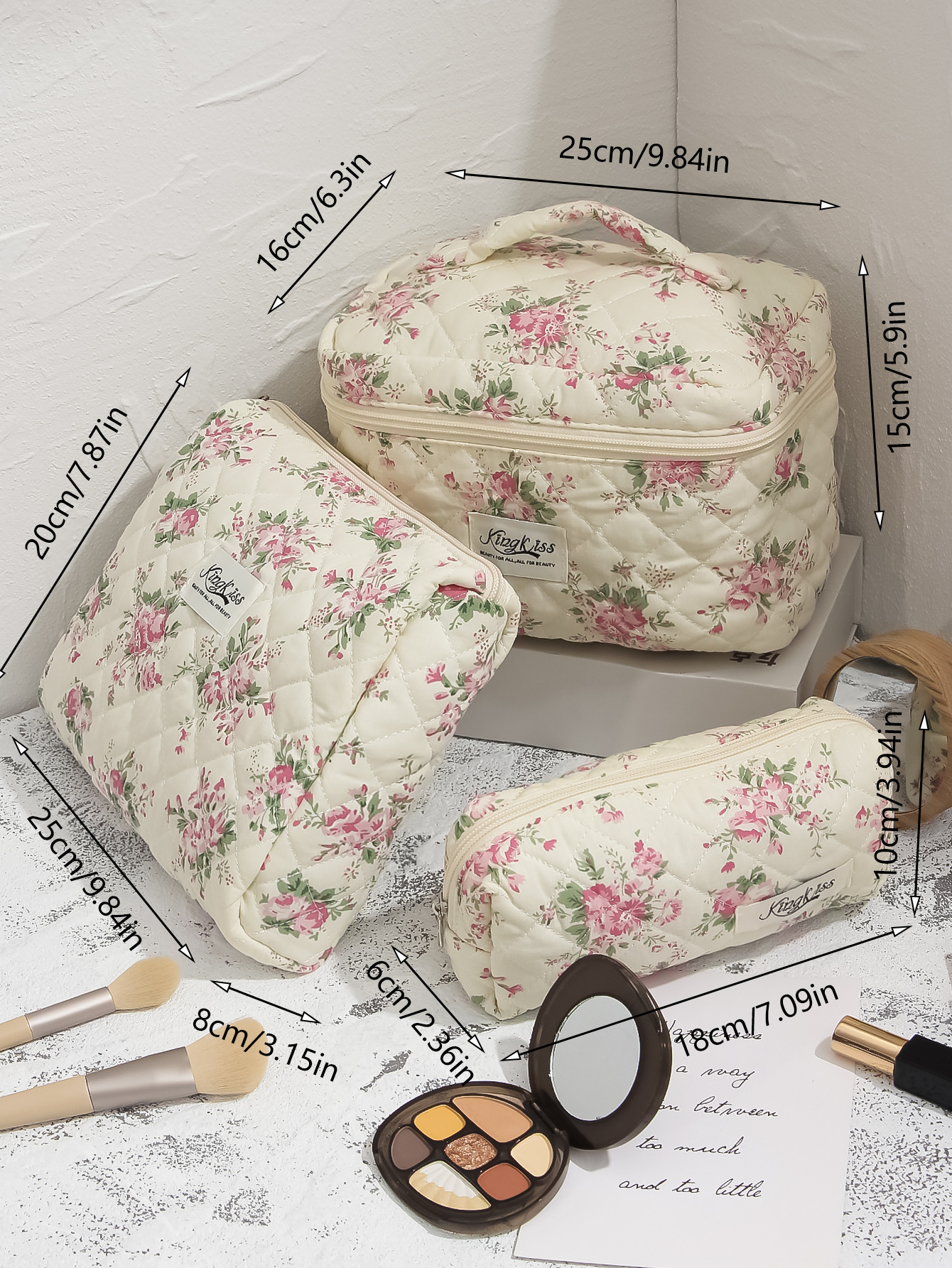 Fresh Floral Cotton Cosmetic Bag