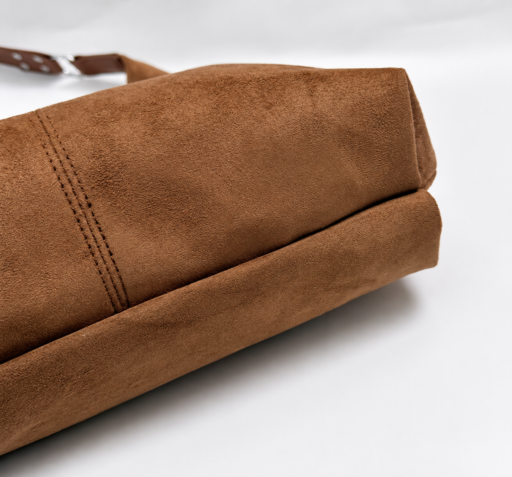 Soft Suede Hobo Bag with Bold Eyelet Accents