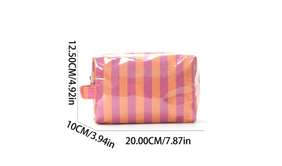 Large-Capacity Striped Travel Cosmetic Bag