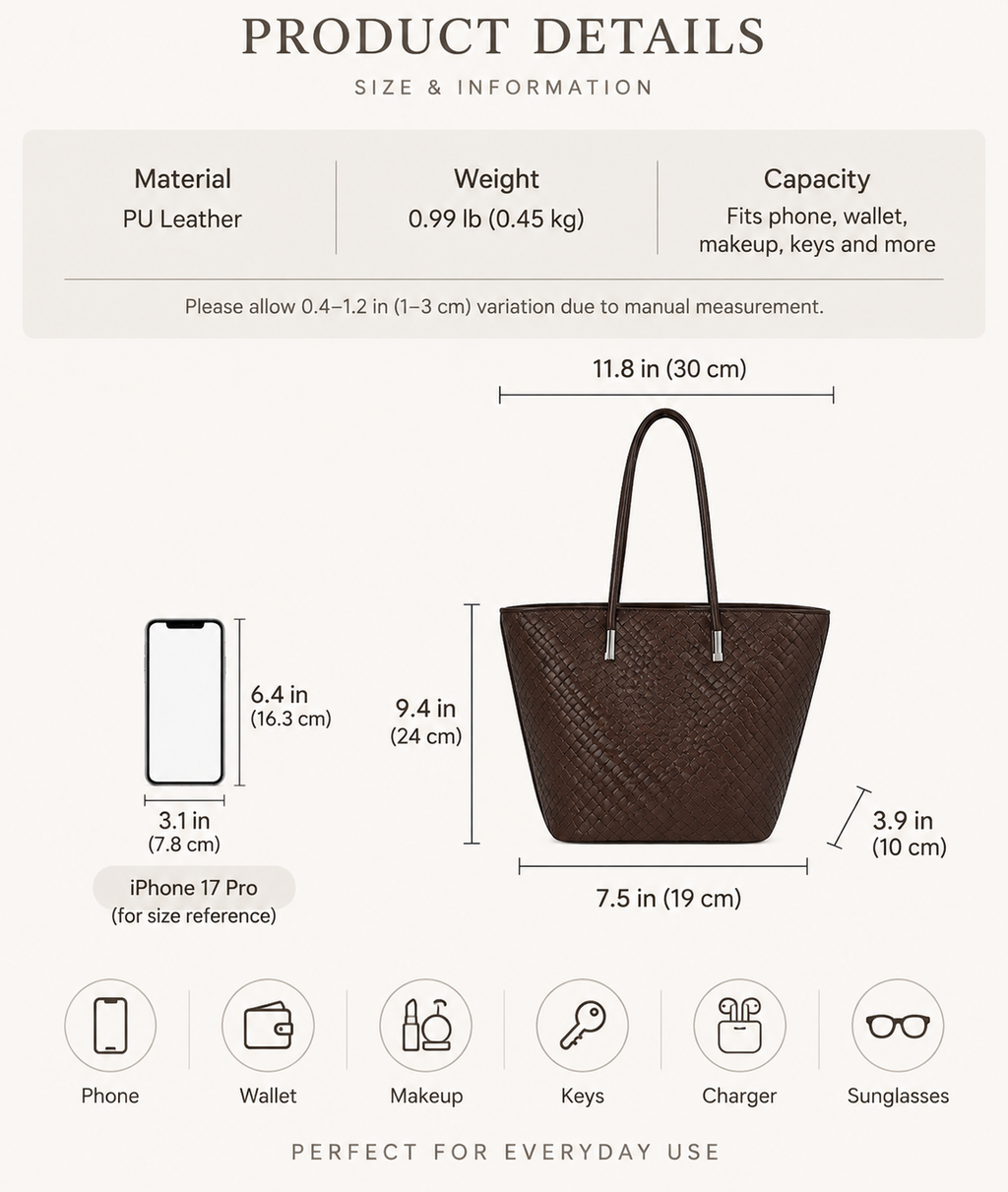 Classic Woven Tote Bag with Minimalist Design