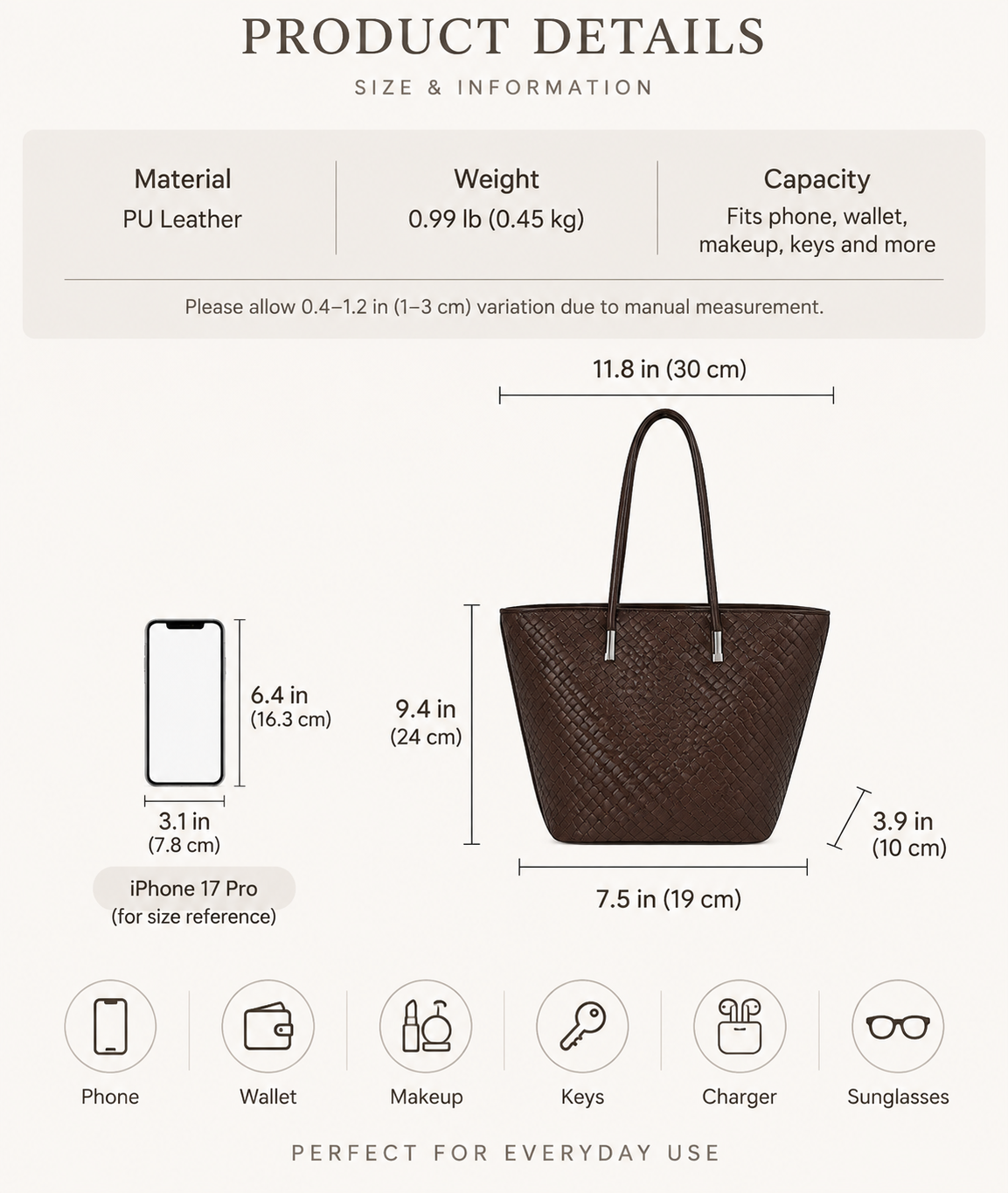 Classic Woven Tote Bag with Minimalist Design