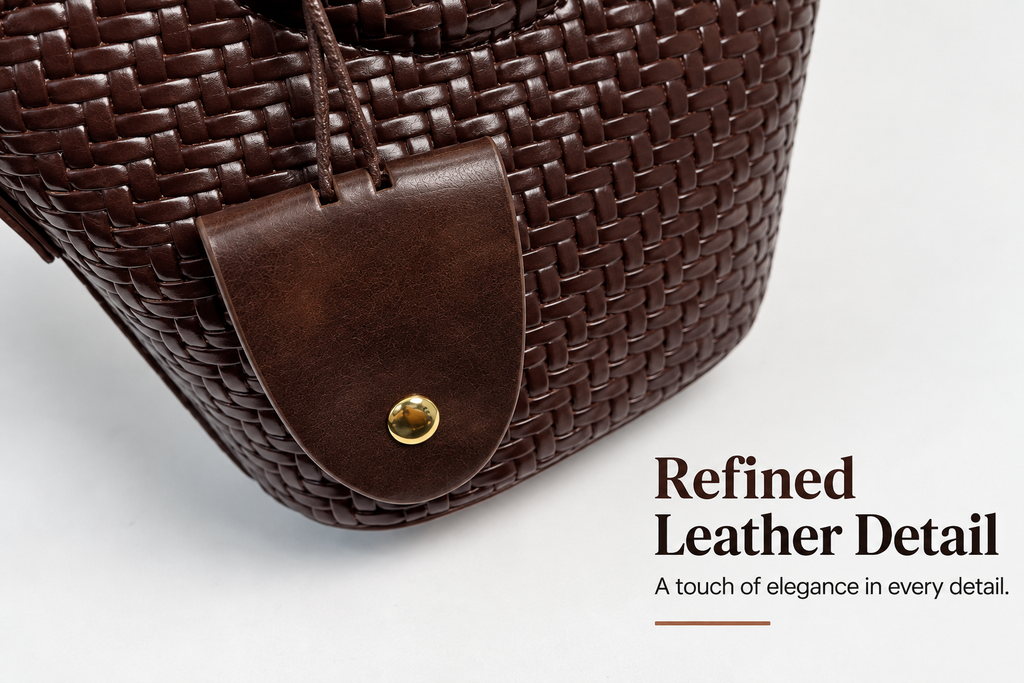 Woven Mini Tote Bag with Round Handles and Crossbody Strap