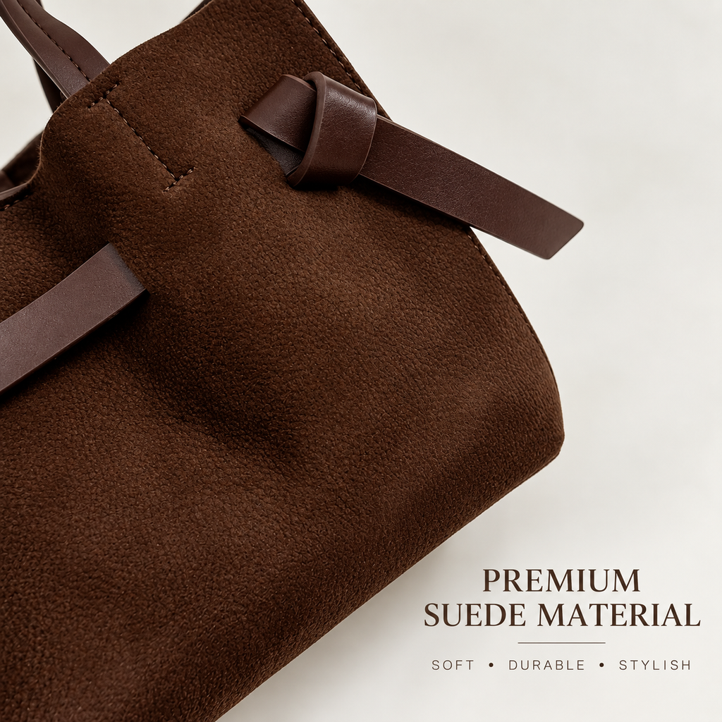 Vintage Suede Convertible Crossbody bag with Tie Detail