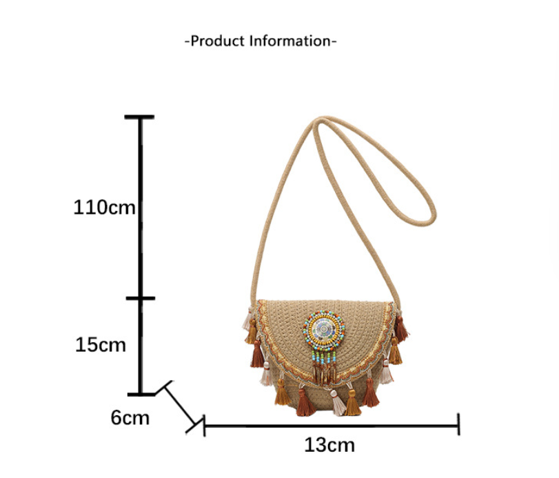 Women's Tassel Braided Shell Beach Crossbody Bag