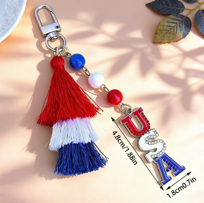 American Independence Day Alloy Love Star Keychain