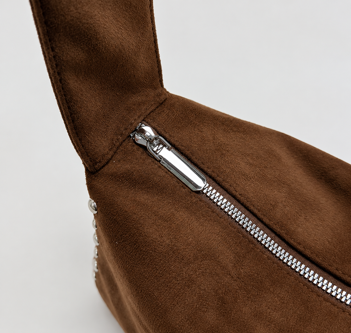 Vintage Studded Suede Hobo Shoulder Bag