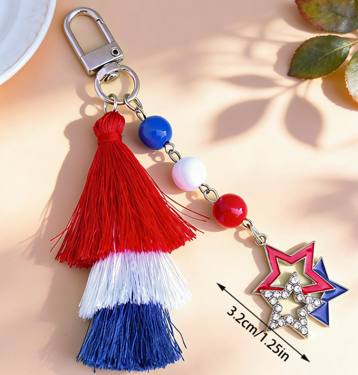 American Independence Day Alloy Love Star Keychain