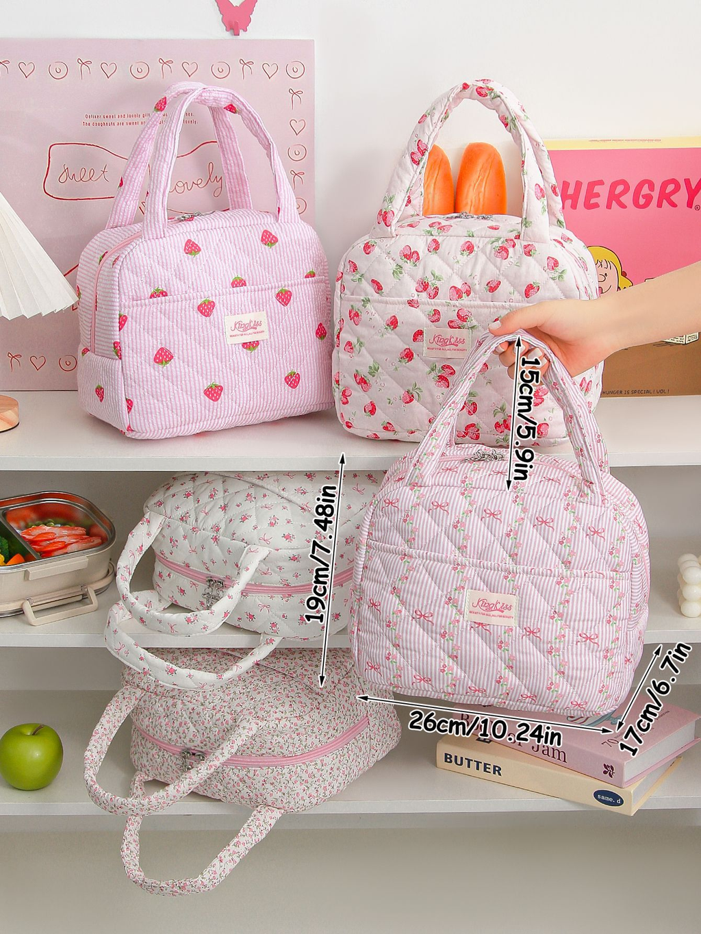 Small Floral Insulated Large Capacity Lunch Bag