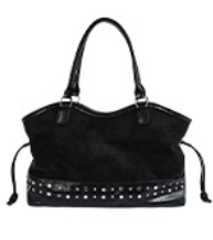 Vintage Suede Studded Shoulder Tote Bag