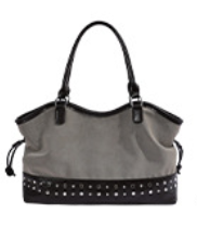 Vintage Suede Studded Shoulder Tote Bag