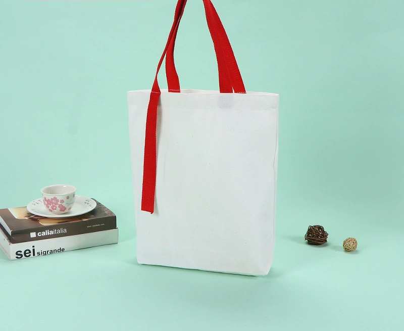 Blank Cotton Rich Contrast Extended Strap Tote Bag