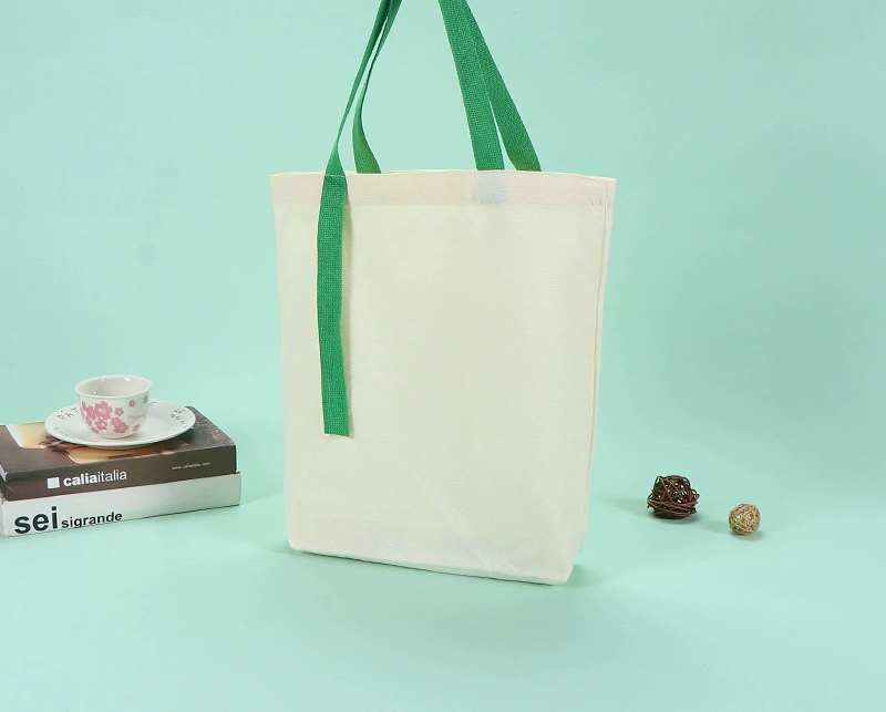 Blank Cotton Rich Contrast Extended Strap Tote Bag