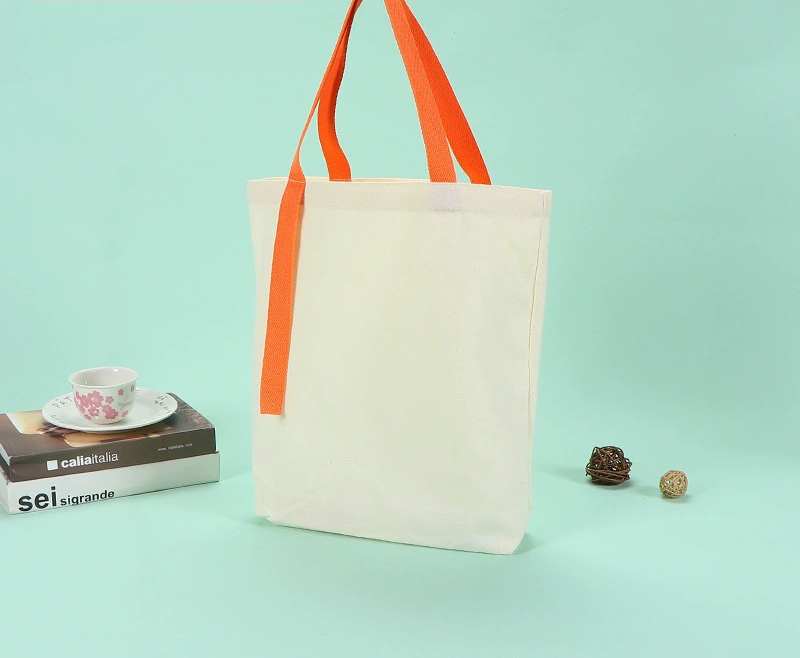 Blank Cotton Rich Contrast Extended Strap Tote Bag