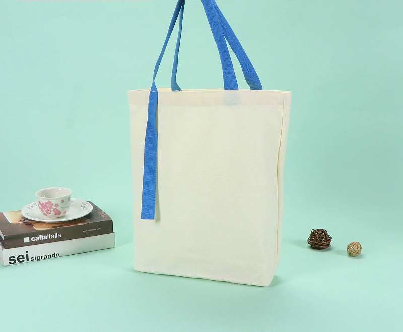 Blank Cotton Rich Contrast Extended Strap Tote Bag
