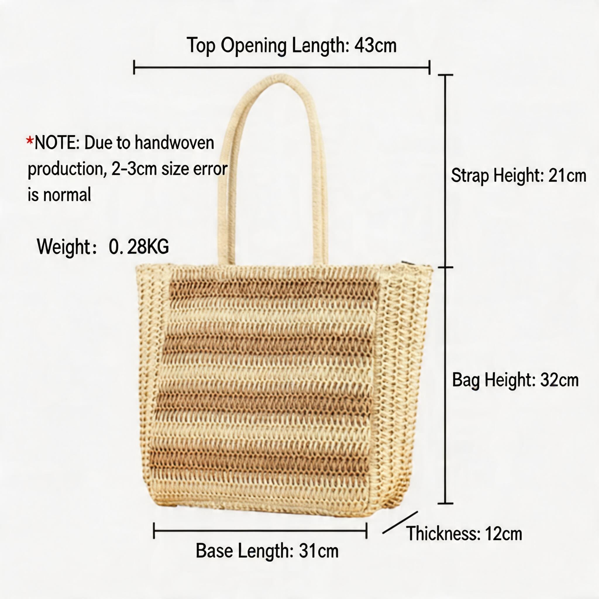 Striped Handmade Straw Tote Bag