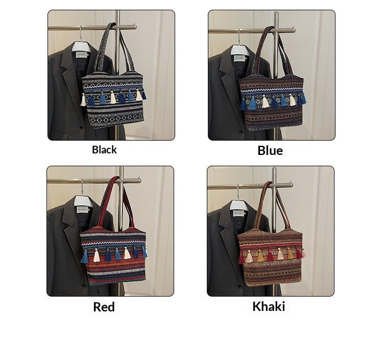 Women Ethnic Shoulder 2026 New Large Casual Tote Handbag